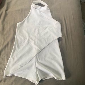 White Crepe Drape Romper